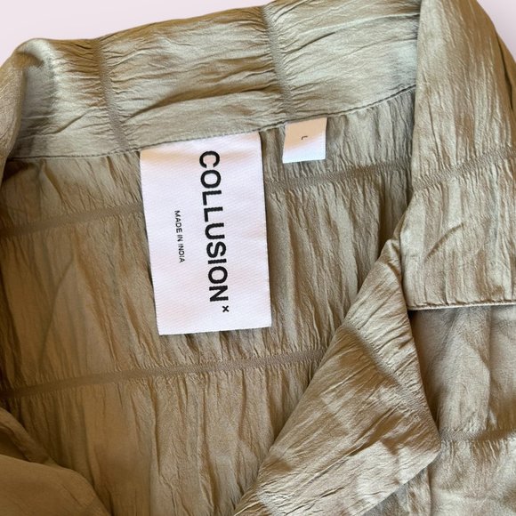 ASOS | Men’s | COLLUSION Textured Relaxed Short Sleeve Shirt in Khaki | Size: L - Picture 8 of 9